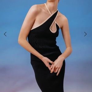 C/MEO COLLECTIVE
NWT  OUTCOME KNIT DRESS BLACK W CREAM